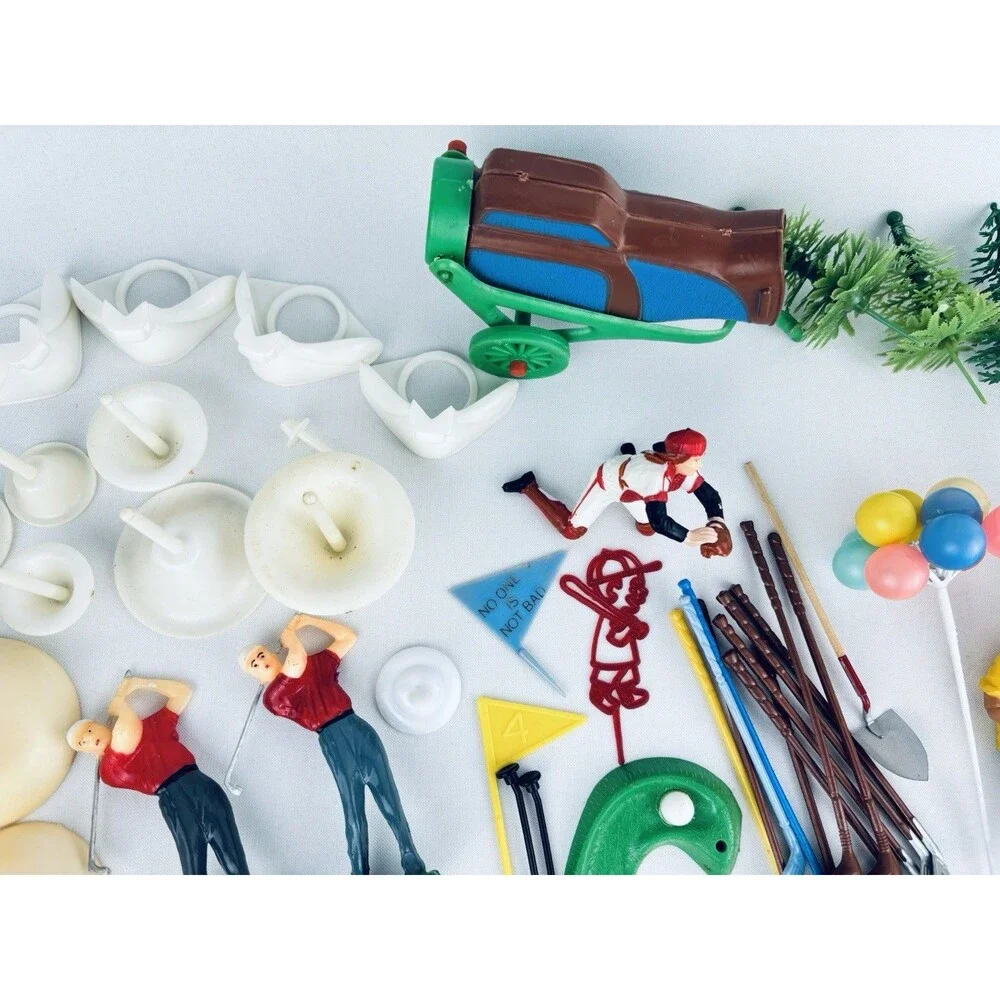 Large Lot Cake Decorations Hard Plastic - Wilton - Toppers  -Hong Kong‎ Vintage